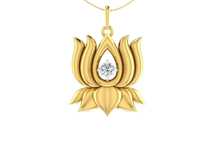 Auspicious Lotus Pendant in Gold 